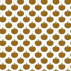 Pumpkin silhouette seamless pattern, background. Autumn holiday. Thanksgiving Halloween decor. Vegan vegetarian food. Kitchen element. Groceries shop. Gardening, farming.