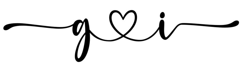 gi, ig, letters with heart Monogram, monogram wedding logo. Love icon, couples Initials, lower case, connecting HEART, home decor,