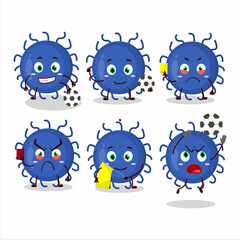 Substance virus cartoon character working as a Football referee