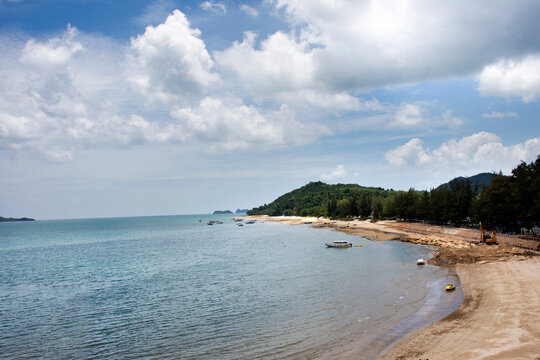 Sairee sand beach of Chumphon Bay in Gulf of Thailand and sea ocean for thai people foreign travelers travel visit and play swimming water of Chum phon city in Chumphon southern province of Thailand