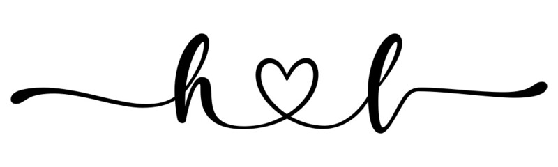 hl, lh, letters with heart Monogram, monogram wedding logo. Love icon, couples Initials, lower case, connecting HEART, home decor,