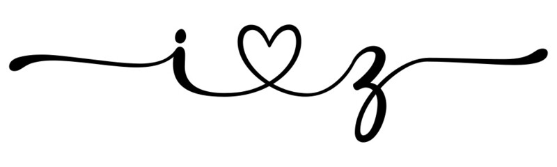 Fototapeta na wymiar iz, zi, letters with heart Monogram, monogram wedding logo. Love icon, couples Initials, lower case, connecting HEART, home decor,