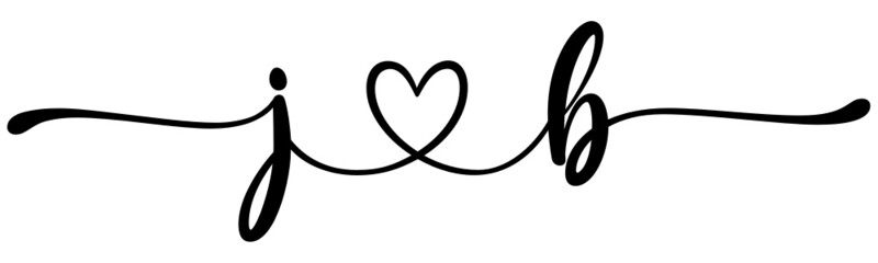 Obraz premium jb, bj, letters with heart Monogram, monogram wedding logo. Love icon, couples Initials, lower case, connecting HEART, home decor,