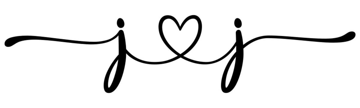 jj, jj, letters with heart Monogram, monogram wedding logo. Love icon, couples Initials, lower case, connecting HEART, home decor,