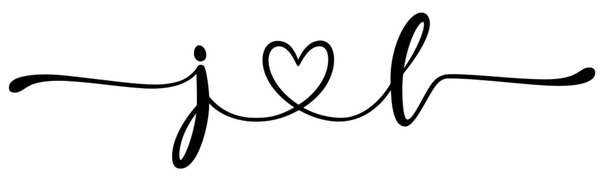 jl, lj, letters with heart Monogram, monogram wedding logo. Love icon, couples Initials, lower case, connecting HEART, home decor,