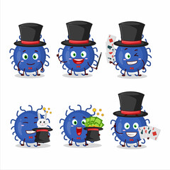 A substance virus Magician cartoon character perform on a stage