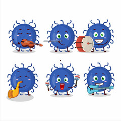 Cartoon character of substance virus playing some musical instruments
