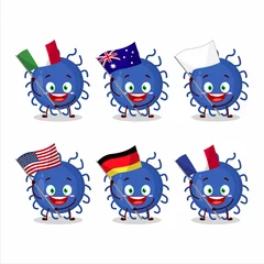 Fotobehang Substance virus cartoon character bring the flags of various countries © kongvector