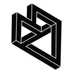 Impossible shape logo design, optical illusion object. Optical art figure. Geometry.