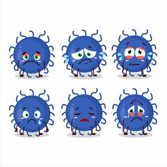 Substance virus cartoon character with sad expression