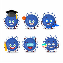 School student of substance virus cartoon character with various expressions