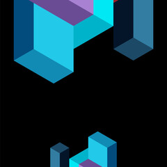 Abstract background. 3d cubes, cubic elements and blocks. Techno or business concept for wallpaper, banner, background, landing page