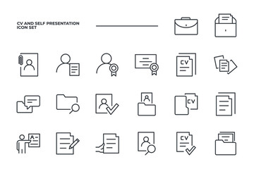 CV and Self Presentation set icon, isolated CV and Self Presentation set sign icon, vector illustration