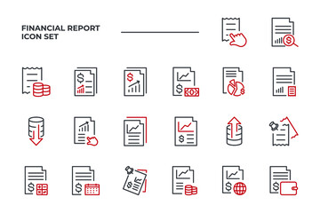 Financial Report set icon, isolated Financial Report set sign icon, vector illustration