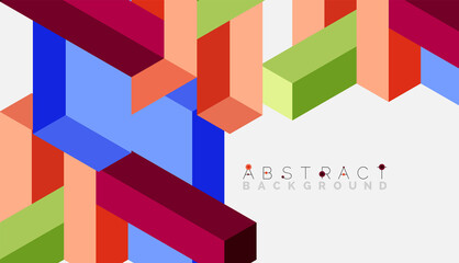 Abstract background. 3d cubes, cubic elements and blocks. Techno or business concept for wallpaper, banner, background, landing page