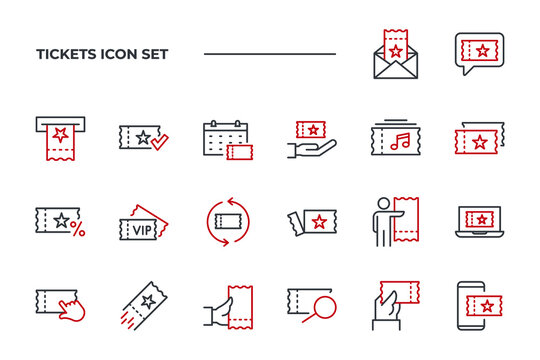 Tickets set icon, isolated Tickets set sign icon, vector illustration