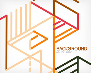 Abstract background. Color lines on white background. Linear abstract composition. Techno or business concept for wallpaper, banner, background, landing page