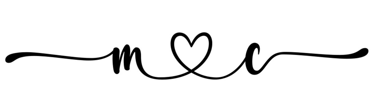 mc, cm, letters with heart Monogram, monogram wedding logo. Love icon, couples Initials, lower case, connecting HEART, home decor,