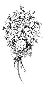 recommend clip art: Floral Flower Bouquet in a Sketch Drawing Style