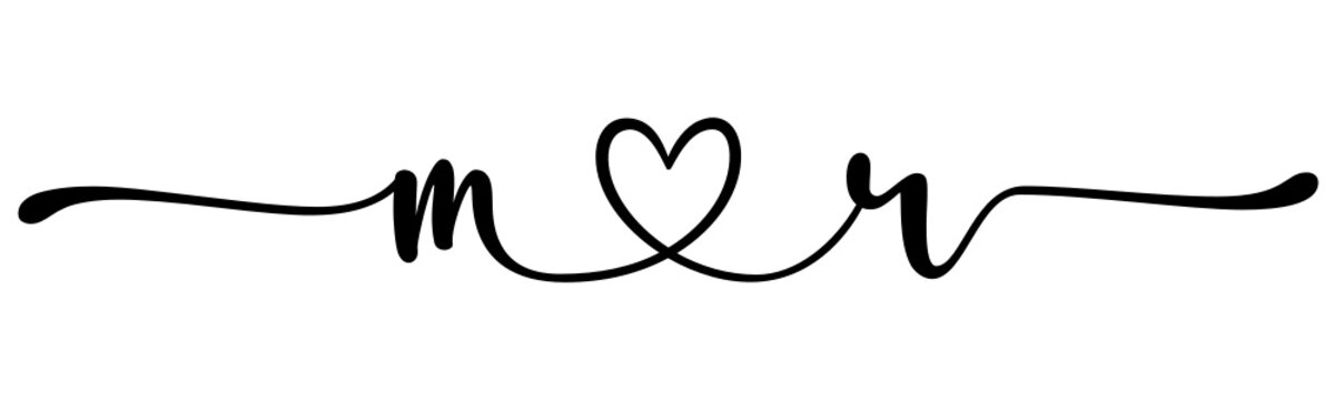 mr, rm, letters with heart Monogram, monogram wedding logo. Love icon, couples Initials, lower case, connecting HEART, home decor,
