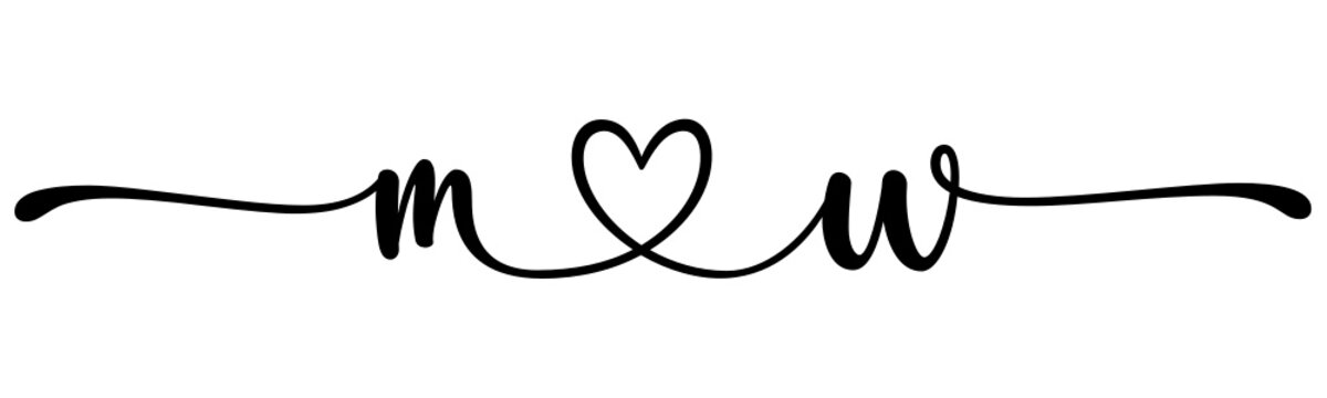 mw, wm, letters with heart Monogram, monogram wedding logo. Love icon, couples Initials, lower case, connecting HEART, home decor,