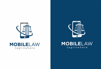 smartphone and Law Justice scales Logo Template Vector Illustration. Balance Symbol Scales Logo Design Illustration Law Symbol In A Smartphone. Scales and mobile symbol or icon. Unique law device