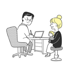 子供を医者に見せる女性