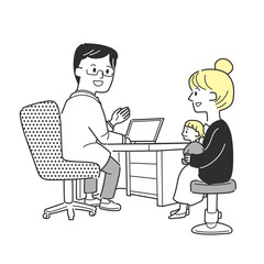 子供を医者に見せる女性