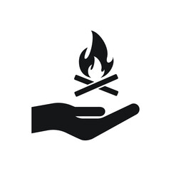 Hand holding bonfire icon design vector illustration