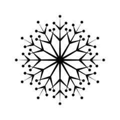 Simple snowflake of black lines. Festive decoration for New Year and Christmas