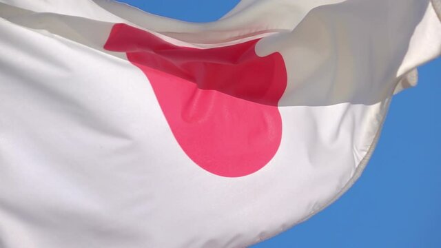 Japanese flag in the wind in slow motion 250fps