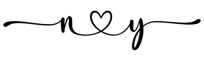 ny, yn, letters with heart Monogram, monogram wedding logo. Love icon, couples Initials, lower case, connecting HEART, home decor,