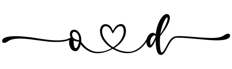 od, do, letters with heart Monogram, monogram wedding logo. Love icon, couples Initials, lower case, connecting HEART, home decor,