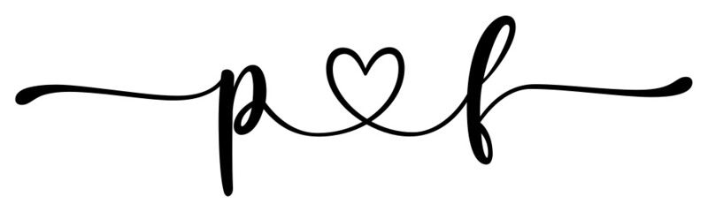 pf, fp, letters with heart Monogram, monogram wedding logo. Love icon, couples Initials, lower case, connecting HEART, home decor,