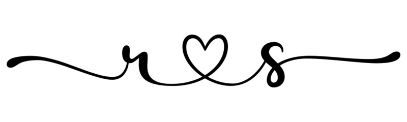 rs, sr, letters with heart Monogram, monogram wedding logo. Love icon, couples Initials, lower case, connecting HEART, home decor,