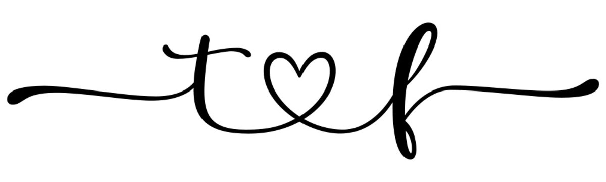 tf, ft, letters with heart Monogram, monogram wedding logo. Love icon, couples Initials, lower case, connecting HEART, home decor,