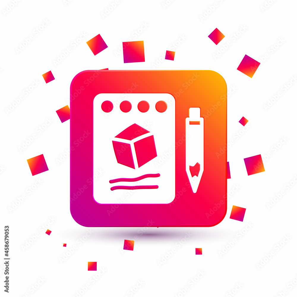 Aufkleber white sketch on paper icon isolated on white background. square color button. vector