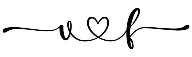 vf, fv, letters with heart Monogram, monogram wedding logo. Love icon, couples Initials, lower case, connecting HEART, home decor,