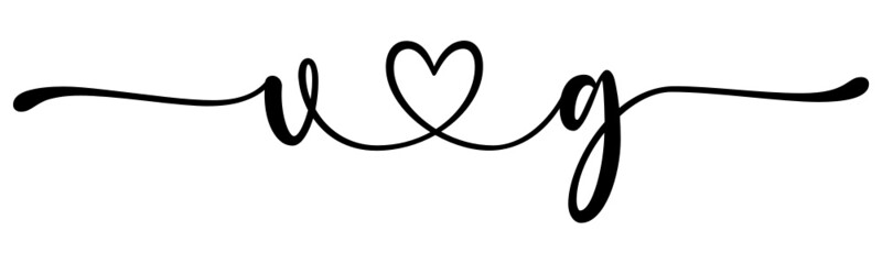 vg, gv, letters with heart Monogram, monogram wedding logo. Love icon, couples Initials, lower case, connecting HEART, home decor,