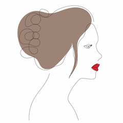 drawing by one continuous line portrait of a girl, sketch