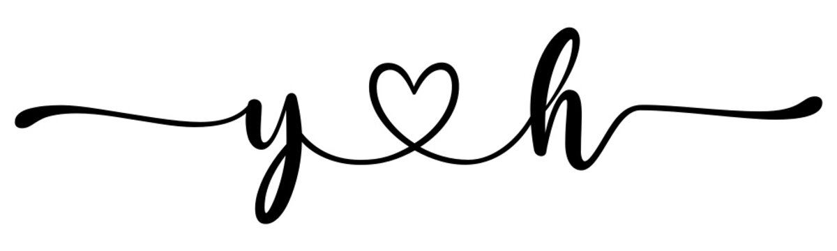 yh, hy, letters with heart Monogram, monogram wedding logo. Love icon, couples Initials, lower case, connecting HEART, home decor,