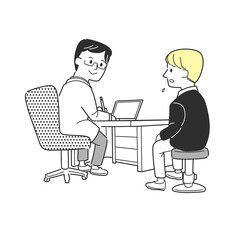 医師の診察を受ける男性