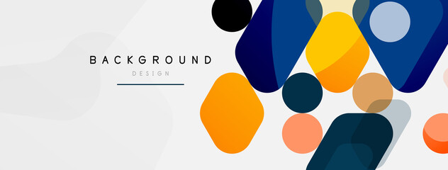 Abstract round geometric shapes and circles background. Trendy techno business template for wallpaper, banner, background or landing