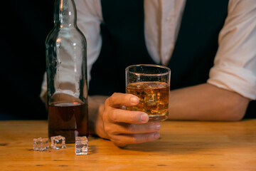 Barman pouring whiskey whiskey glass beautiful night