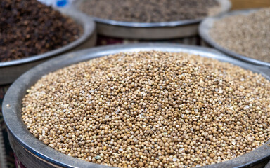 Coriander spices sold at the bedouin market