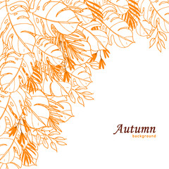 Beautiful line art floral autumn background