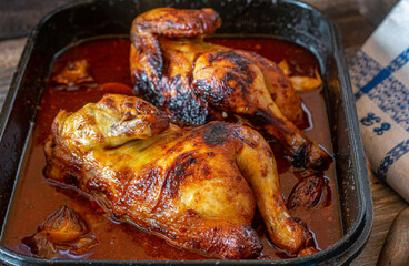 Marinted chicken dish with honey, garlic, paprika sauce