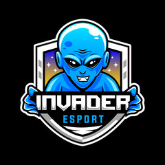 alien mascot for sports and esports logo vector illustration