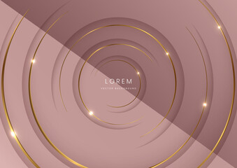 Obraz premium Abstract modern rose gold circles layers background with gold glowing and lighting luxury style.