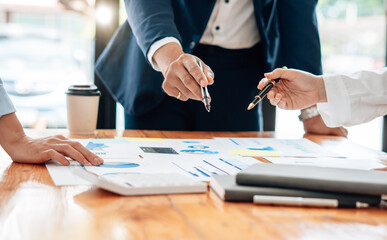 Business Consulting meeting working and brainstorming new business project finance investment concept.